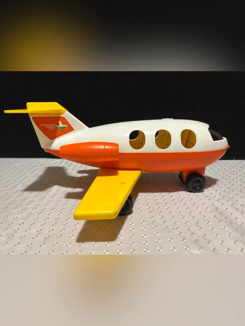 Vintage 1980 Fisher Price Little People Yellow & Orange Jet Airplane Plane